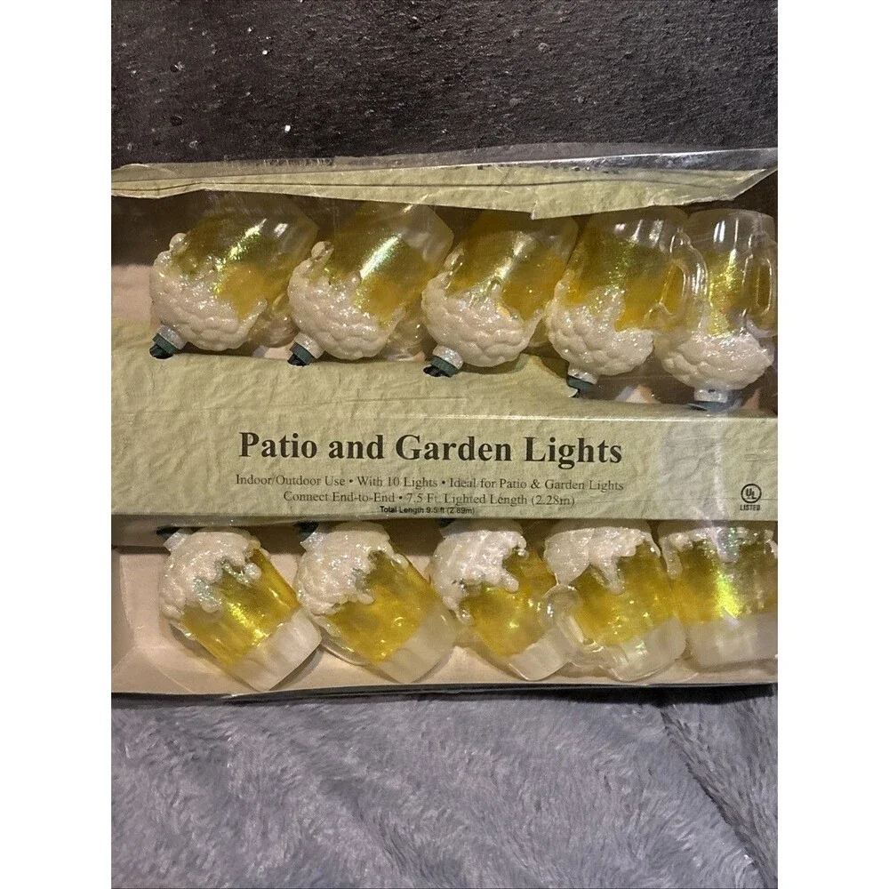 2 Beer Glass Shape 10 String Lights Garden Patio Decor In Outdoor  Bar Man Cave